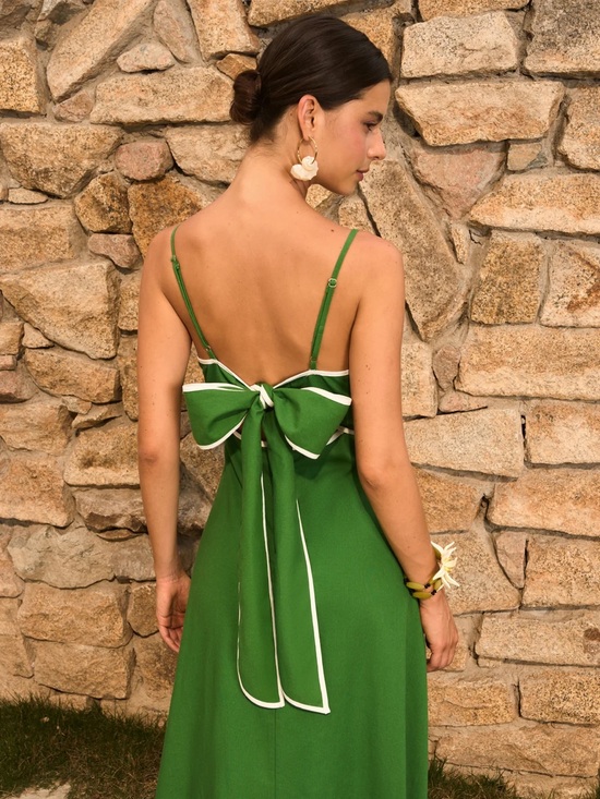 Commense Dresses & Skirts - 192 Cotton & Linen Cut-Out Dress With Back Bow